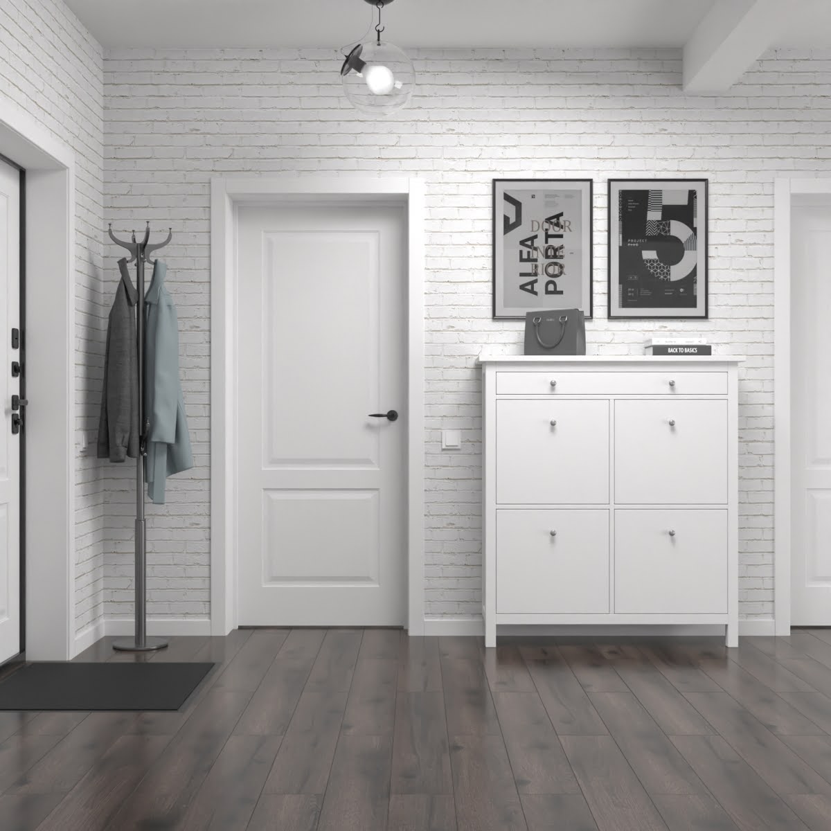 Белая дверь в интерьере