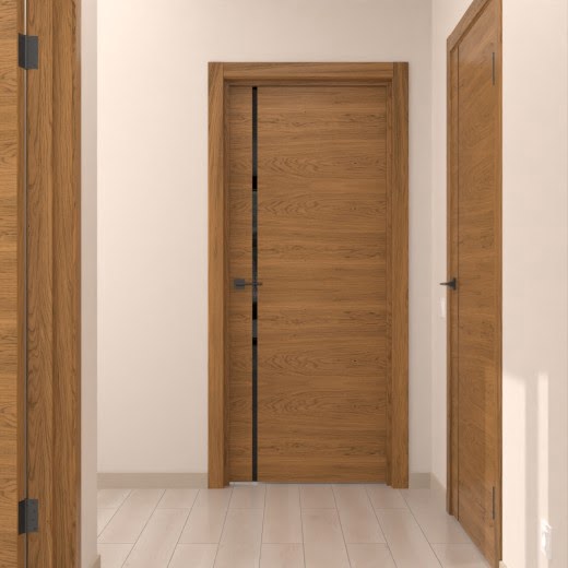 Межкомнатная дверь ZM016 (шпон дуб античный с патиной, триплекс черный)