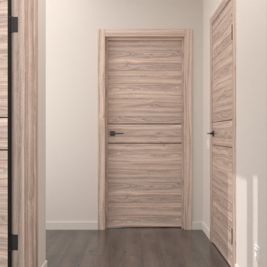 Межкомнатная дверь ZM024 (экошпон орех пекан сливочный)