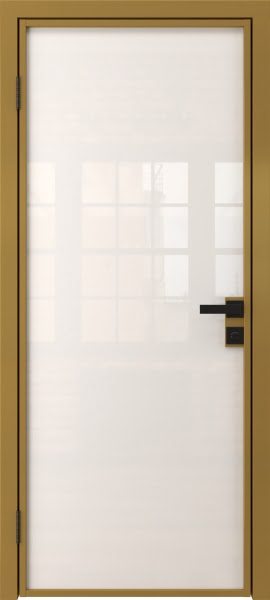 Алюминиевая межкомнатная дверь 1AG («золото» / триплекс белый)