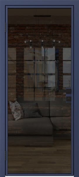 Алюминиевая межкомнатная дверь 1AG («синий матовый» / стекло тонированное)