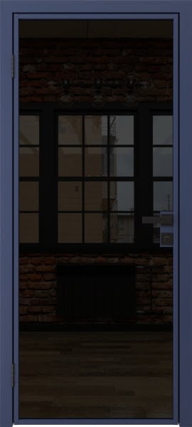 Алюминиевая межкомнатная дверь 1AG («синий матовый» / триплекс черный)