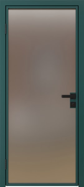 Алюминиевая межкомнатная дверь 1AG («зеленый матовый» / сатинат)
