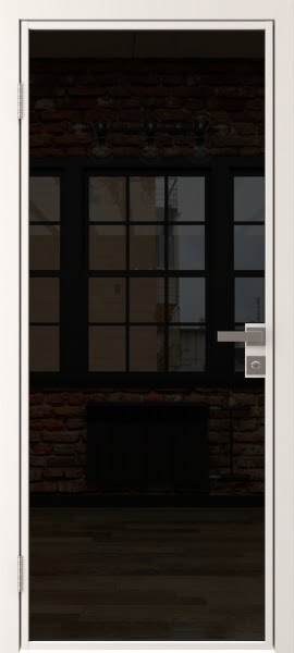 Алюминиевая межкомнатная дверь 1AG («белый матовый» / триплекс черный)