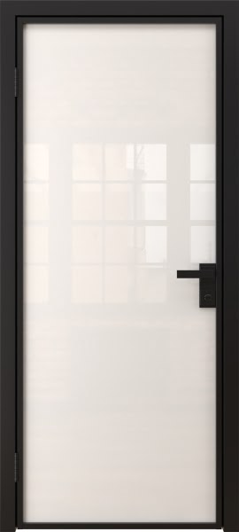 Алюминиевая межкомнатная дверь 1AG («черный матовый» / триплекс белый)