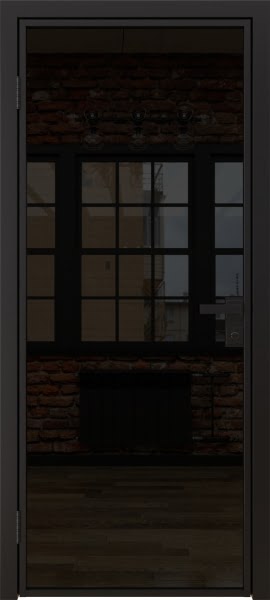 Алюминиевая межкомнатная дверь 1AG («черный матовый» / триплекс черный)