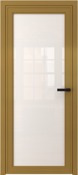 Алюминиевая межкомнатная дверь 1AGP («золото» / триплекс белый)