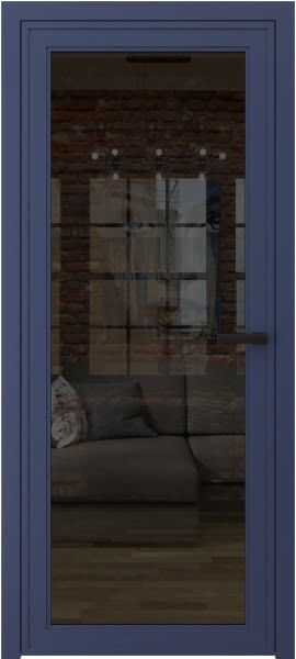 Алюминиевая межкомнатная дверь 1AGP («синий матовый» / стекло тонированное)