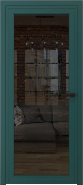 Алюминиевая межкомнатная дверь 1AGP («зеленый матовый» / стекло тонированное)