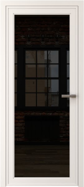 Алюминиевая межкомнатная дверь 1AGP («белый матовый» / триплекс черный)
