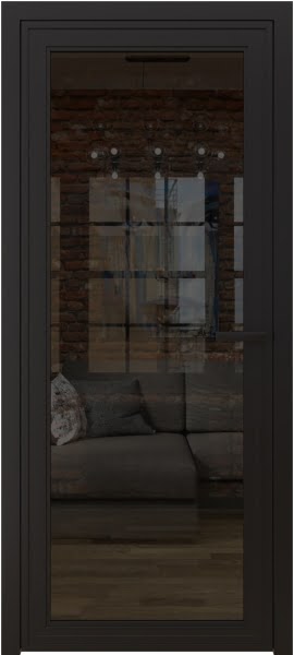 Алюминиевая межкомнатная дверь 1AGP («черный матовый» / стекло тонированное)
