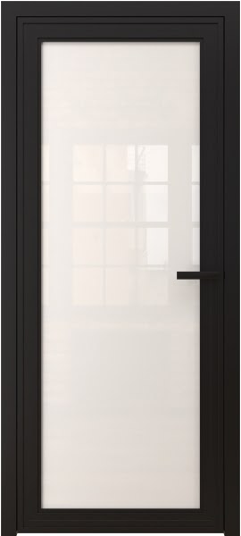 Алюминиевая межкомнатная дверь 1AGP («черный матовый» / триплекс белый)
