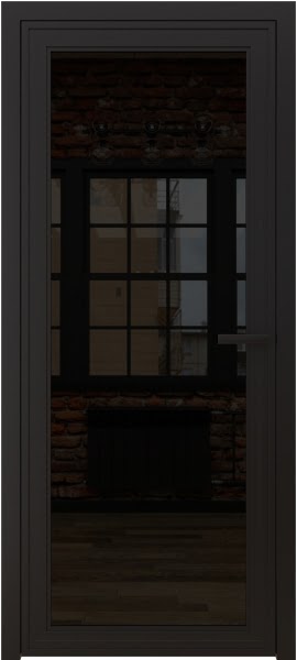 Алюминиевая межкомнатная дверь 1AGP («черный матовый» / триплекс черный)