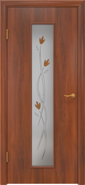 Межкомнатная дверь 22Х (ламинированная «итальянский орех», матовое стекло с узором)