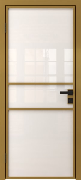 Алюминиевая межкомнатная дверь 2AG («золото» / триплекс белый)