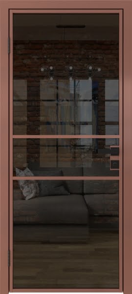 Алюминиевая межкомнатная дверь 2AG («бронза» / стекло тонированное)