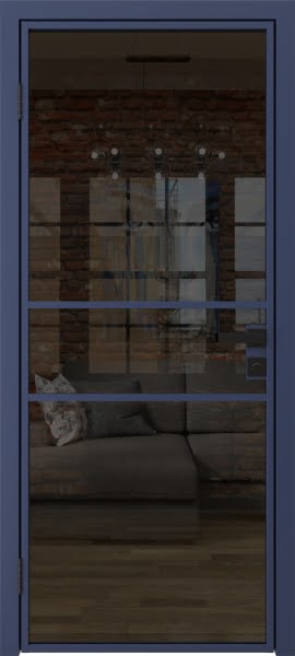Алюминиевая межкомнатная дверь 2AG («синий матовый» / стекло тонированное)