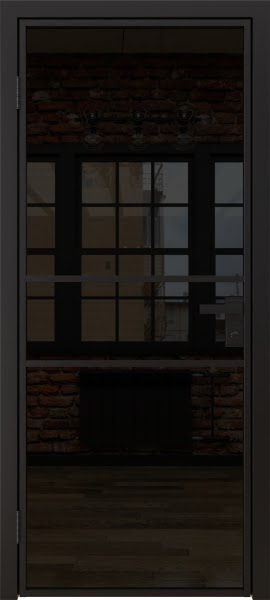 Алюминиевая межкомнатная дверь 2AG («черный матовый» / триплекс черный)