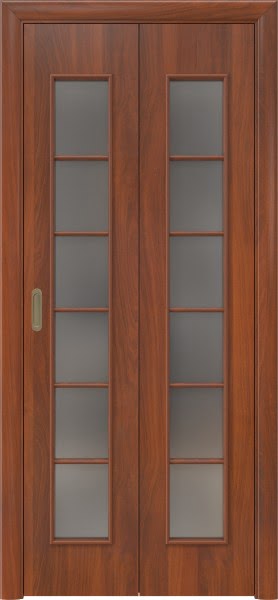 Складная дверь 2C (ламинированная «итальянский «орех», матовое стекло)