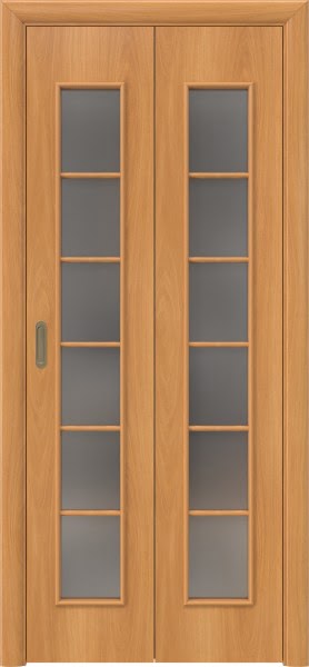 Складная дверь 2C (ламинированная «миланский «орех», матовое стекло)