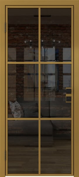 Алюминиевая межкомнатная дверь 3AG («золото» / стекло тонированное)