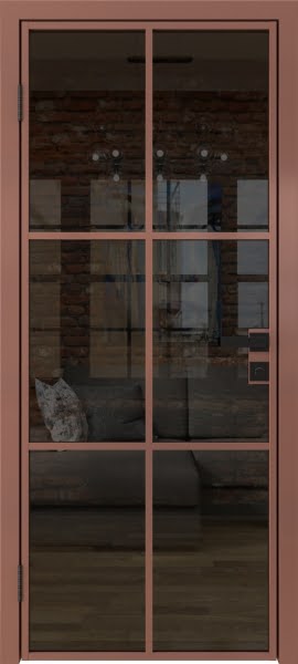 Алюминиевая межкомнатная дверь 3AG («бронза» / стекло тонированное)