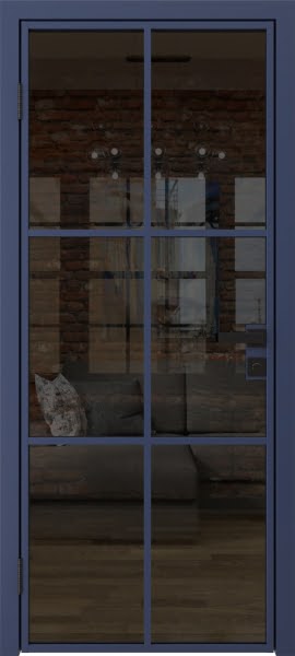 Алюминиевая межкомнатная дверь 3AG («синий матовый» / стекло тонированное)