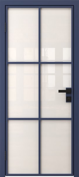 Алюминиевая межкомнатная дверь 3AG («синий матовый» / триплекс белый)