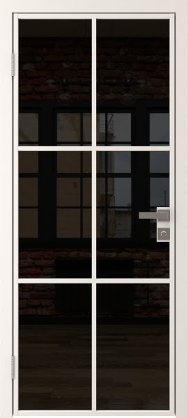 Алюминиевая межкомнатная дверь 3AG («белый матовый» / триплекс черный)
