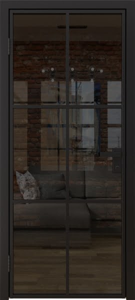 Алюминиевая межкомнатная дверь 3AG («черный матовый» / стекло тонированное)