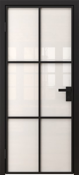 Алюминиевая межкомнатная дверь 3AG («черный матовый» / триплекс белый)