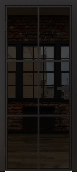 Алюминиевая межкомнатная дверь 3AG («черный матовый» / триплекс черный)