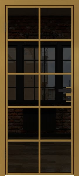 Алюминиевая межкомнатная дверь 4AG («золото» / триплекс черный)