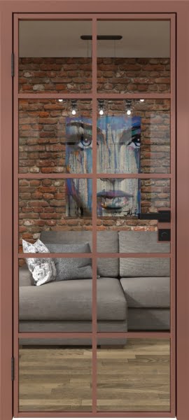 Алюминиевая межкомнатная дверь 4AG («бронза» / стекло прозрачное)
