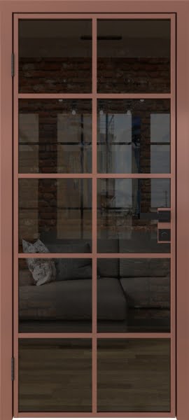 Алюминиевая межкомнатная дверь 4AG («бронза» / стекло тонированное)