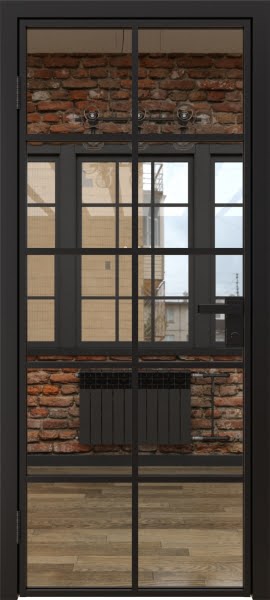Алюминиевая межкомнатная дверь 4AG («черный матовый» / зеркало)
