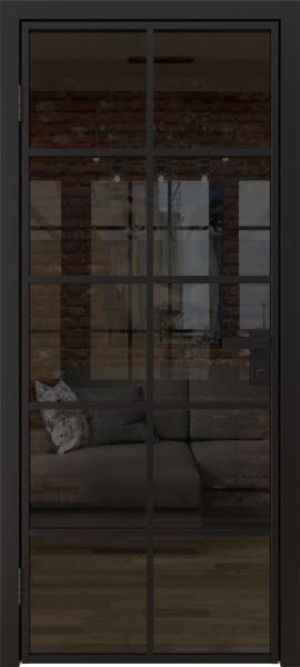 Алюминиевая межкомнатная дверь 4AG («черный матовый» / стекло тонированное)