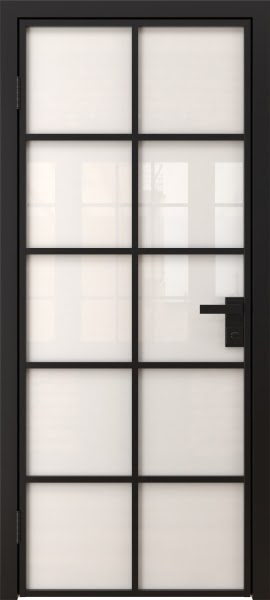 Алюминиевая межкомнатная дверь 4AG («черный матовый» / триплекс белый)