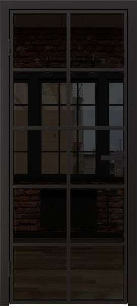 Алюминиевая межкомнатная дверь 4AG («черный матовый» / триплекс черный)