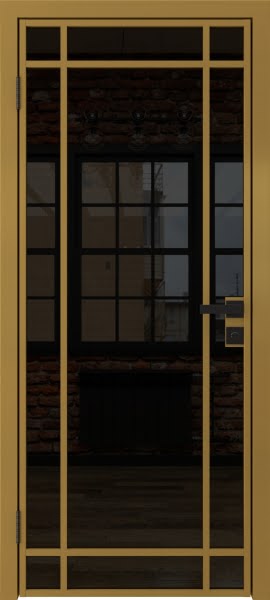Алюминиевая межкомнатная дверь 5AG («золото» / триплекс черный)