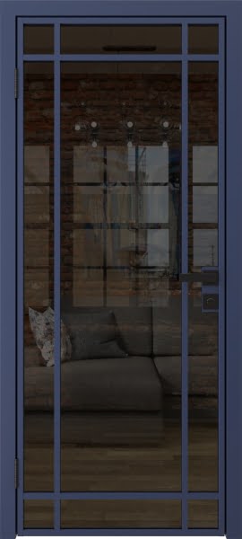 Алюминиевая межкомнатная дверь 5AG («синий матовый» / стекло тонированное)