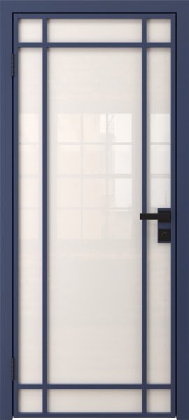 Алюминиевая межкомнатная дверь 5AG («синий матовый» / триплекс белый)
