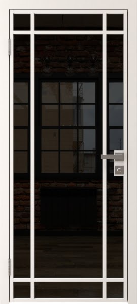 Алюминиевая межкомнатная дверь 5AG («белый матовый» / триплекс черный)