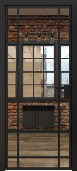 Алюминиевая межкомнатная дверь 5AG («черный матовый» / зеркало)