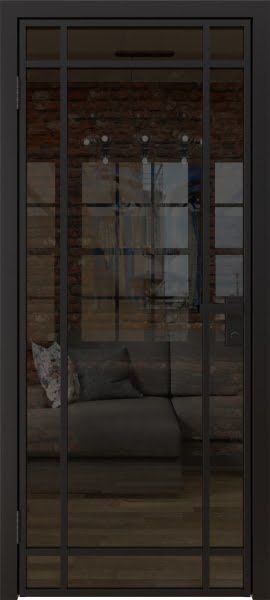 Алюминиевая межкомнатная дверь 5AG («черный матовый» / стекло тонированное)