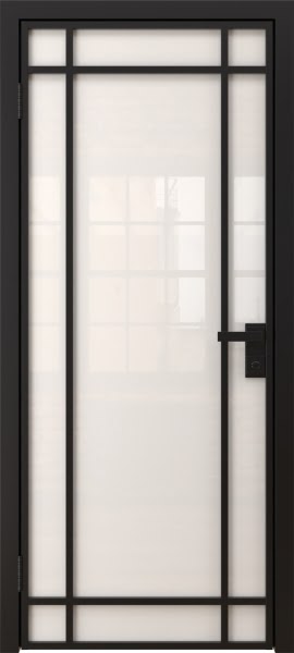 Алюминиевая межкомнатная дверь 5AG («черный матовый» / триплекс белый)