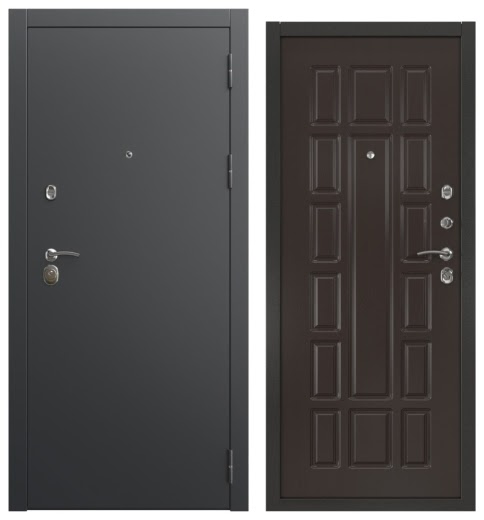 Дверь входная ALFA-00/124, черный муар / венге