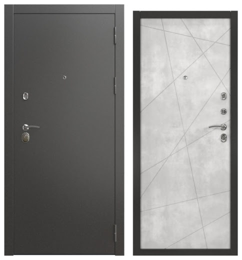 Дверь входная ALFA-00/127, антик серебро / бетон светлый