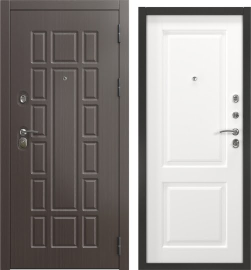 Дверь входная ALFA-124/32, венге / шагрень белая