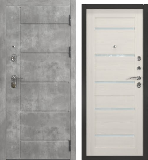 Дверь входная ALFA-130/20, бетон темный / лиственница белая